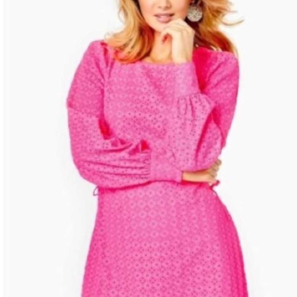 Vibrant Pink Lilly Pulitzer “Aisha” Long Sleeve Romper Dress